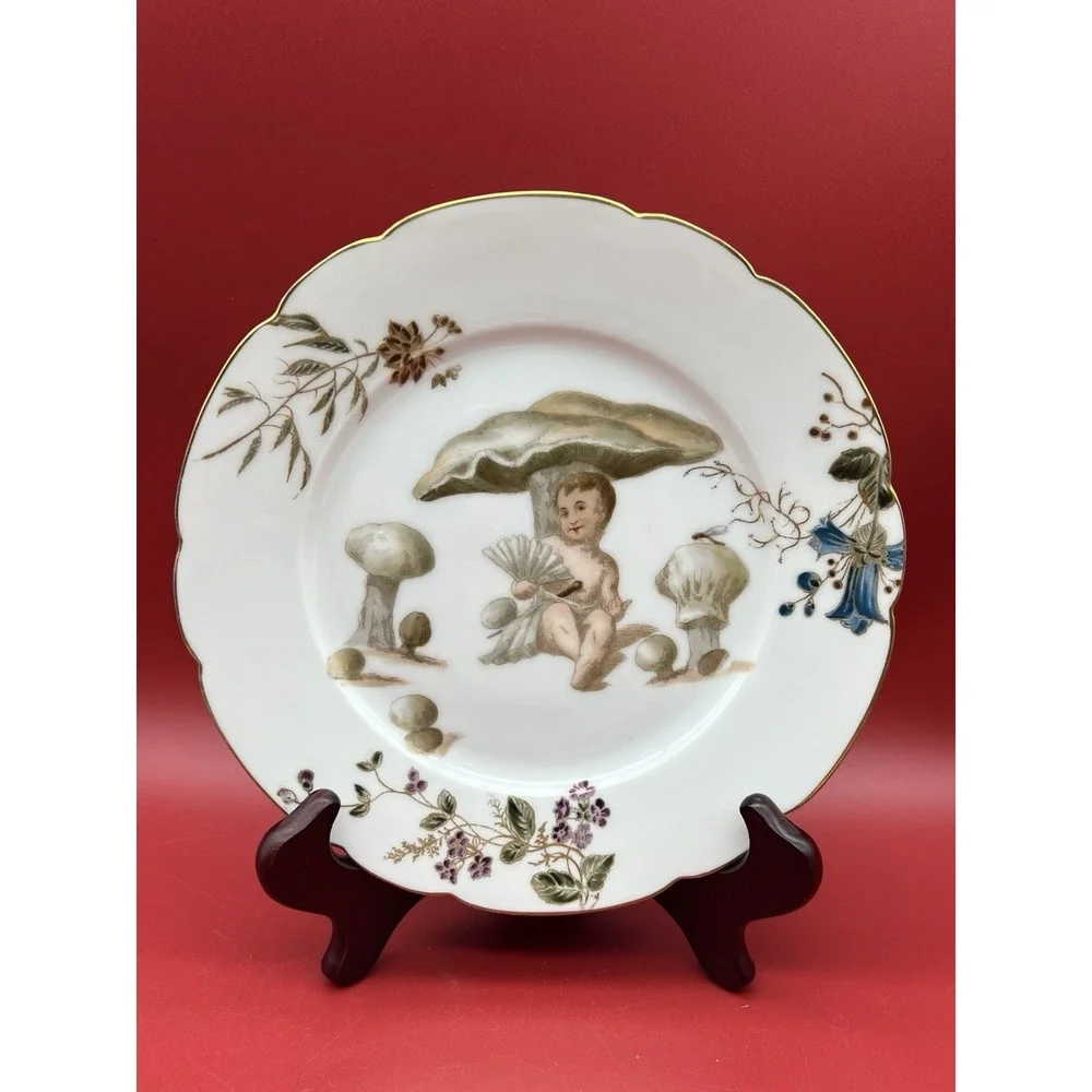 5 Antique French Porcelain CFH Limoges Plates w Babies/Cherubs Circa 1890 RARE